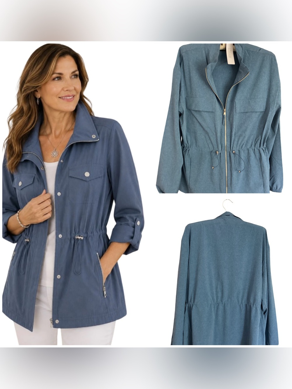 🍁 NWT Chico’s Denim Look Light Weight Utility Jacket Size M